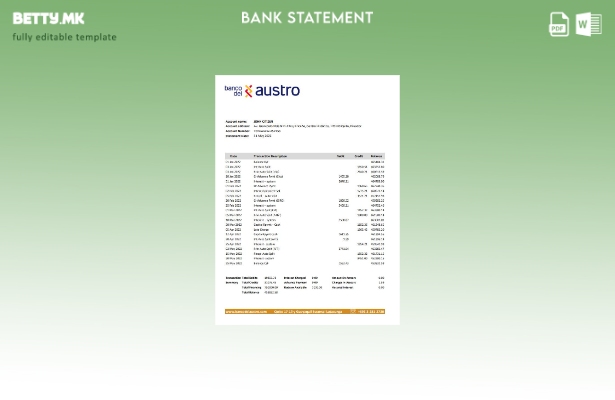 модерен стил Еквадор Banco del Austro банкарски ексел шаблон